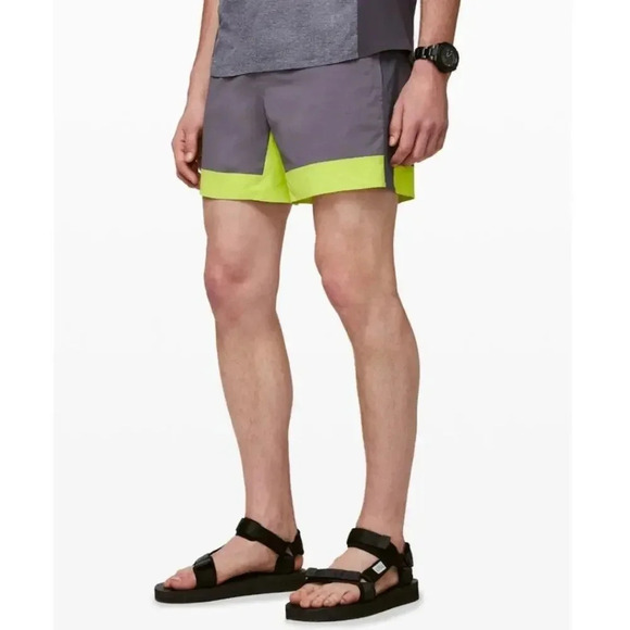Lululemon x Robert Geller Take A Moment Short Gray Neon Large Swim Active - Picture 1 of 10